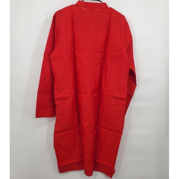 SKAVIJ Men's Tunic Art Silk Long Shirt Embroidered Kurta & Nehru Jacket Large - Picture 10 of 12